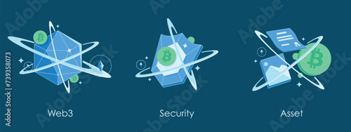Web3 Essentral Icon Set Concept Security and Digital Asset