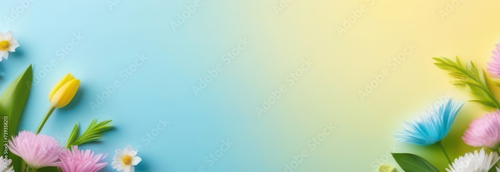 Banner spring flowers with free space in pastel colors Banner spring flowers with free space in pastel colors