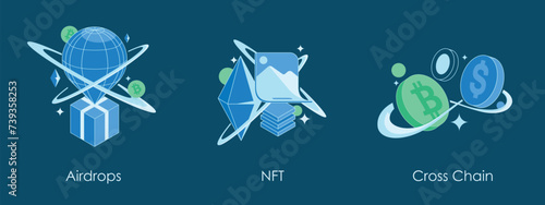 Web3 Essentral Icon Set Aridrop NFT Crosschain Blockchain
