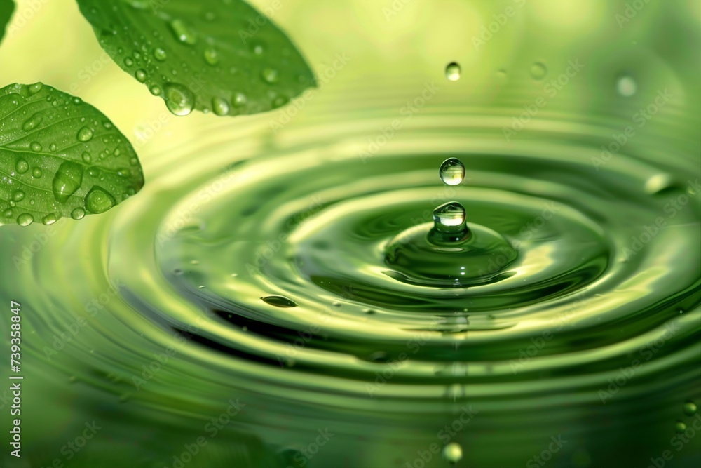 nature background wallpaper green environment, drop of water in beautiful resolution. generative ai nature background wallpaper green environment, drop of water in beautiful resolution. generative ai
