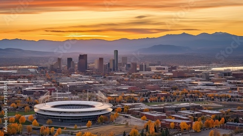 A beautiful aerial view of the city of Denver, Colorado, USA photo