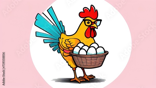 emblem of eco chicken and eggs photo