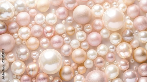 Elegant assortment of shimmering pearls in soft pastel tones