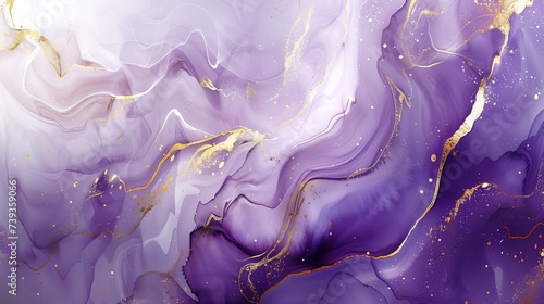 Wallpaper Mural Abstract purple marble swirls with golden accents in luxurious design Torontodigital.ca