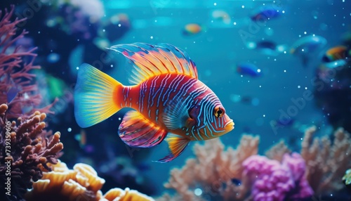 Fish in the water, coral reef, underwater life, various fish and exotic coral reefs © Virgo Studio Maple