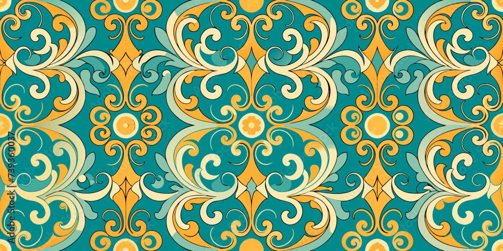 Vintage seamless pattern with curls