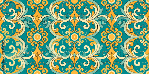 Vintage seamless pattern with curls