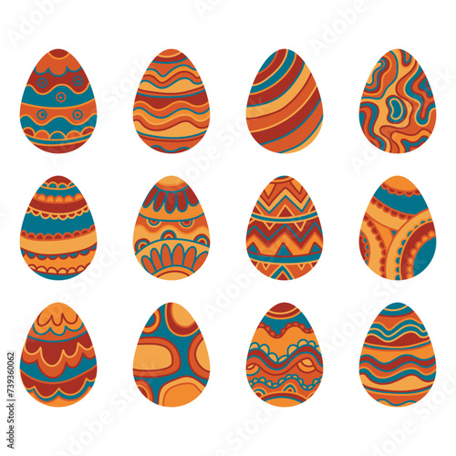 Collection d’œufs de Pâques décorés pour célébrer la fête de Pâques - Œufs à découper, activité manuelle pour les enfants - Illustration vectorielle éditable coloré et festive pour la résurrection