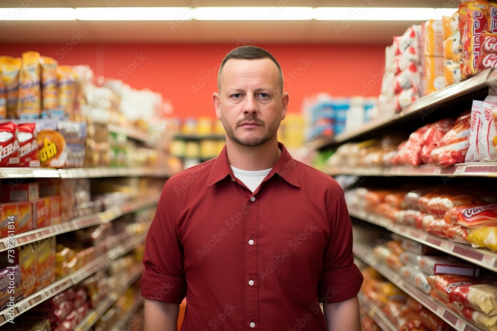 Portrait of a man in a grocery store