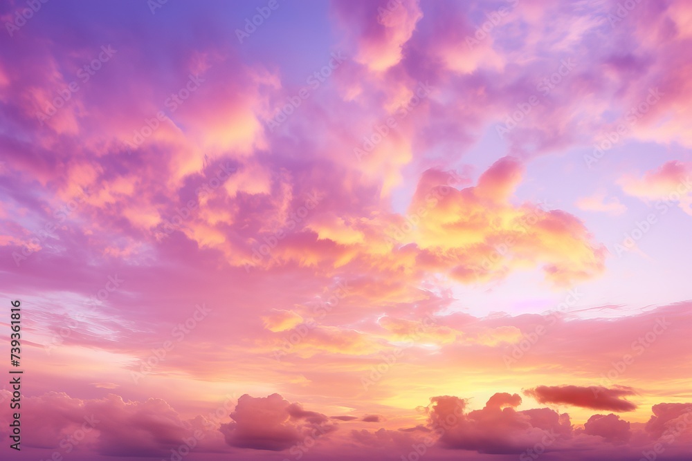 Fototapeta premium Beautiful sunset sky with pink, purple, and orange clouds