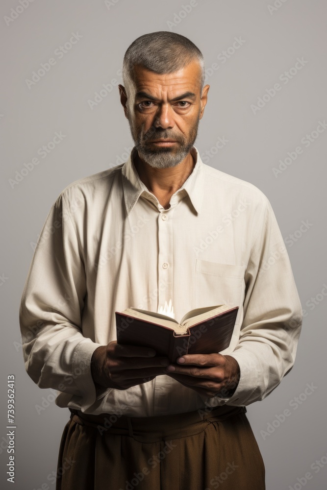 Portrait of a serious man reading a book Portrait of a serious man reading a book