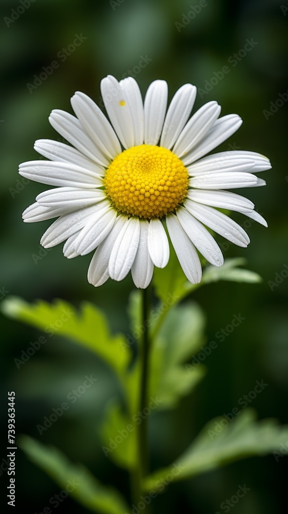 Close-up of a white daisy flower with a yellow center and white petals Close-up of a white daisy flower with a yellow center and white petals