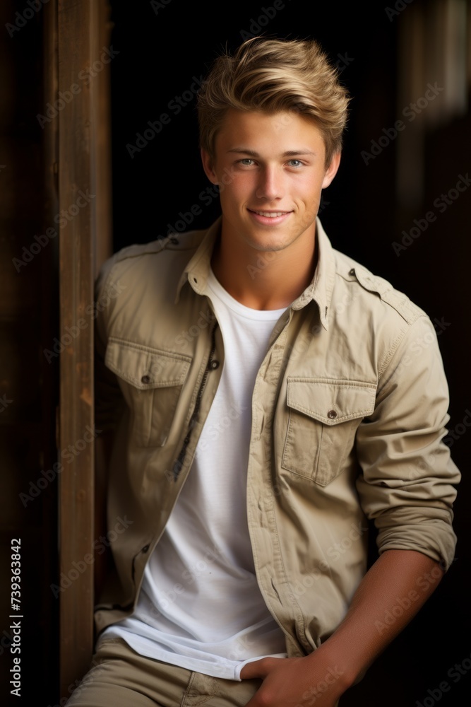 Portrait of a handsome young man with blond hair and blue eyes Portrait of a handsome young man with blond hair and blue eyes