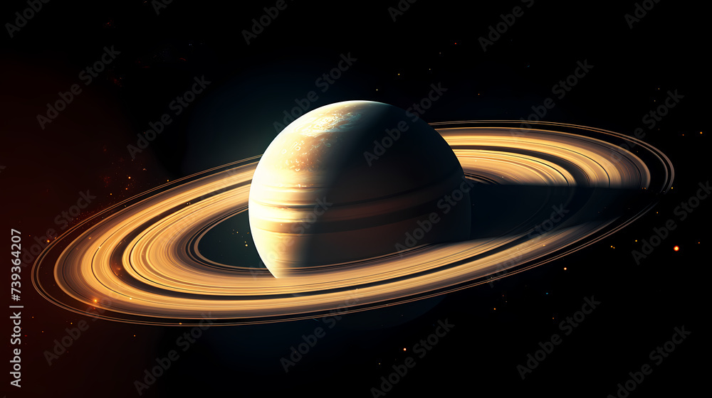 A close-up of Saturn's rings, showing their complex structure and mesmerizing beauty A close-up of Saturn's rings, showing their complex structure and mesmerizing beauty