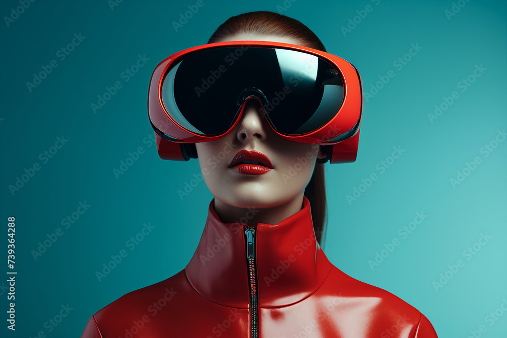 Futuristic cyberspace cyberpunk person wearing headset for metaverse generative ai gamer player Futuristic cyberspace cyberpunk person wearing headset for metaverse generative ai gamer player