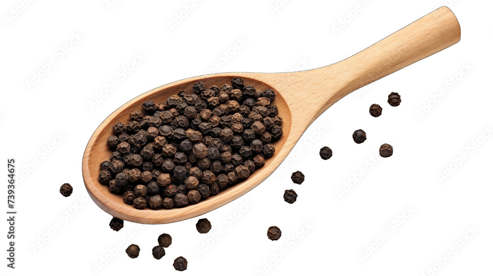 A wooden spoon filled with green coriander seeds A wooden spoon filled with green coriander seeds