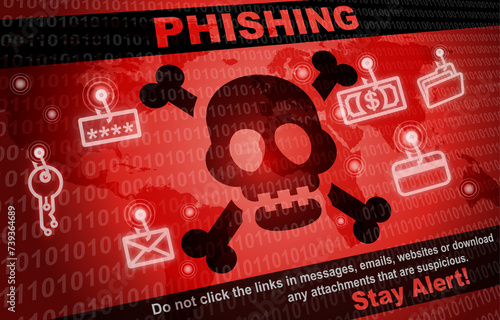 Phishing Alert Background. Hacker and Cyber criminals phishing stealing private personal data, user login, password, bank account, money, credit card detail