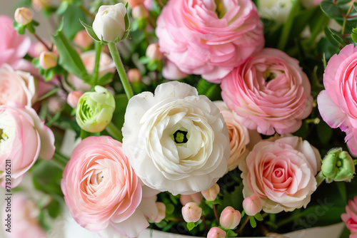 Close-up of a bouquet of pink and white flowers with a "Happy Mother's Day" tag, soft and elegant, celebrating motherhood