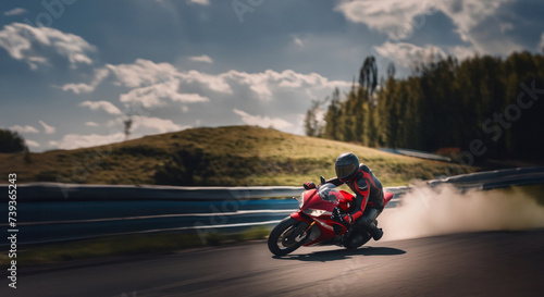 riding a sports motorcycle on a track in gear, motorsport