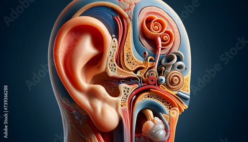 ear and hearing system, 3d visualization for medical and study, Otolaryngology