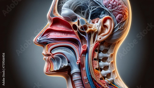 nasal breathing system, 3d visualization for medical and study photo