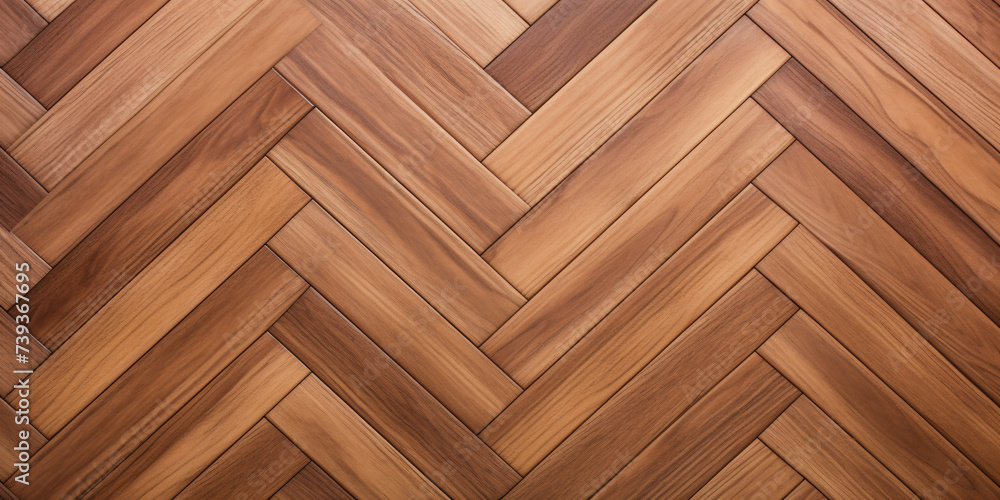 Top view of wooden herringbone plank floor pattern - obrazy, fototapety, plakaty 