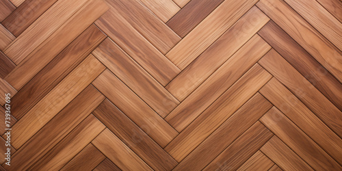 Top view of wooden herringbone plank floor pattern