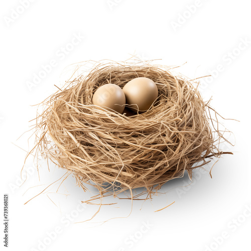 Nest with eggs isolated on transparent background.