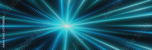 High-speed blue laser beams. Movements of light and highlights of lines.