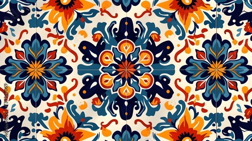 Spanish Splendor  Cement Tile Background Design  Hand Edited Generative AI