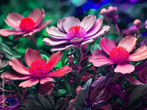 Beautiful elegant delicate 3d flowers background © Александр Ковалёв