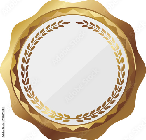 高級感のあるエンブレム　ホワイト＆ゴールド