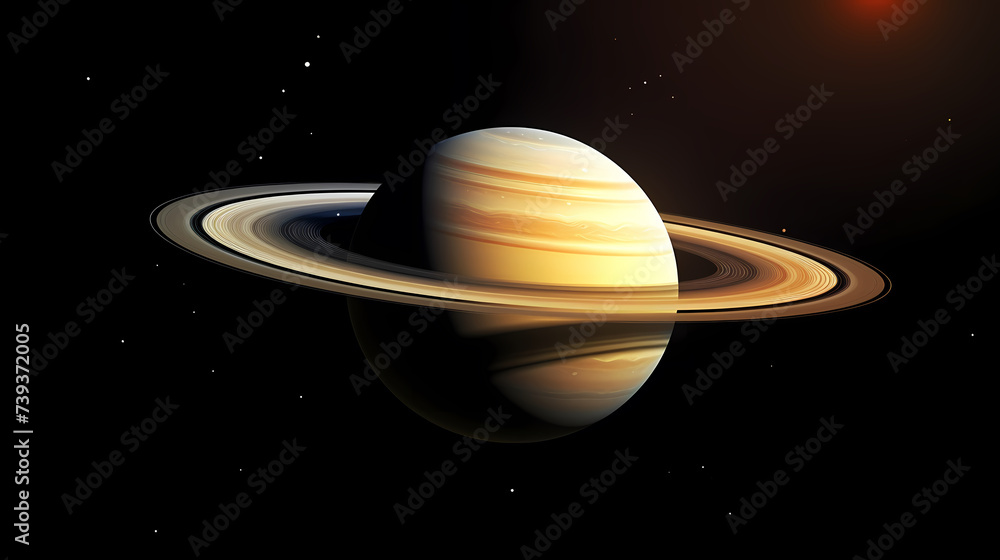 Illuminated hemisphere of distant planet, Saturn background Illuminated hemisphere of distant planet, Saturn background