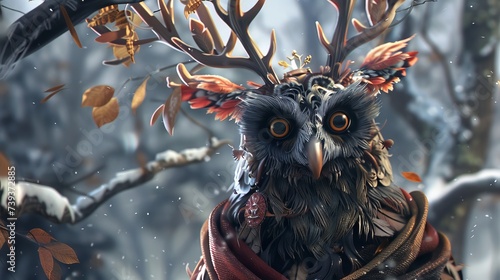Forest master Envision the fusion of an owl and a deer boasting wise eyes and antlered elegance amidst the trees