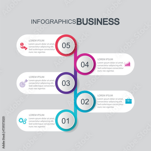 Infographic vector, graph. presentation. Business concept, parts, steps, processes. Infographic data visualization. Startup template. - Vector