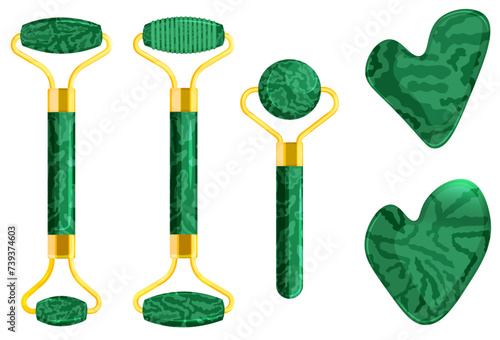 Marble Face Massagers Set with Gua Sha Stones - Skin Care Products Illustration 