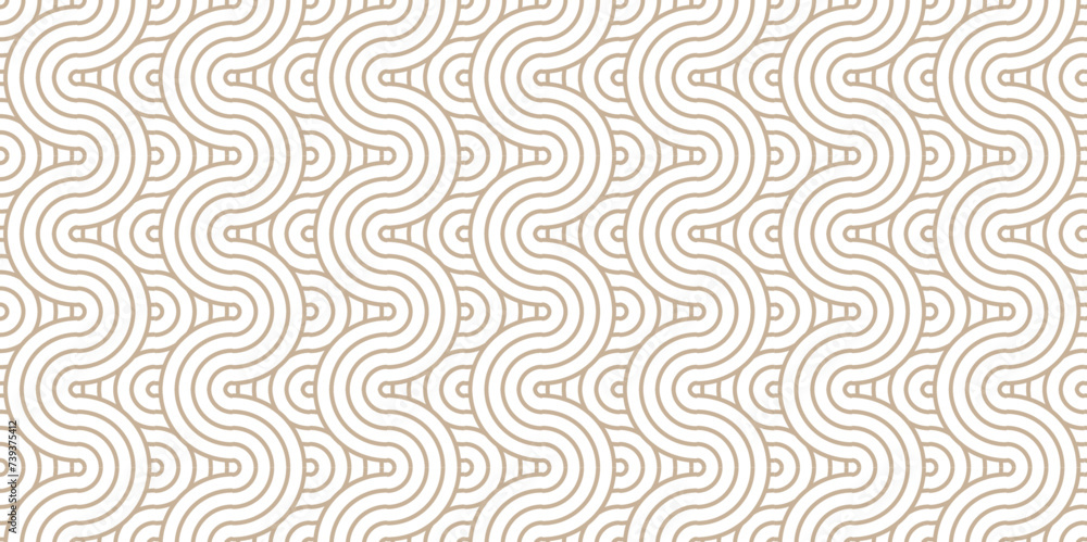 Fototapeta premium Overlapping pattern Modern diamond geometric waves spiral pattern abstract circle wave lines. Minimal brown tile stripe geomatics overlapping create retro square line backdrop pattern background.