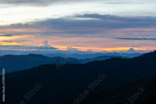 Beautiful landscape at sunset view from Doi Pui viewpoint near Chiang Mai town in North Thailand.