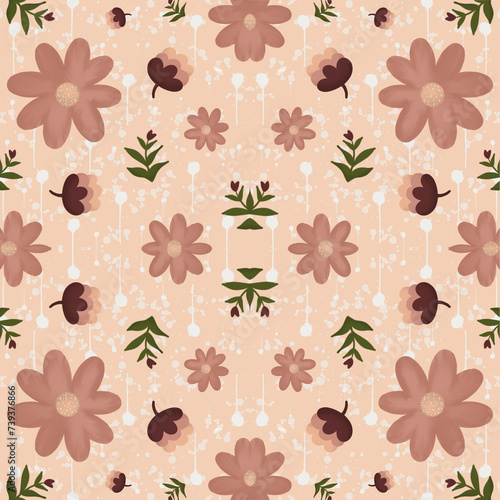 A seam pattern with pink flowers and leaves.