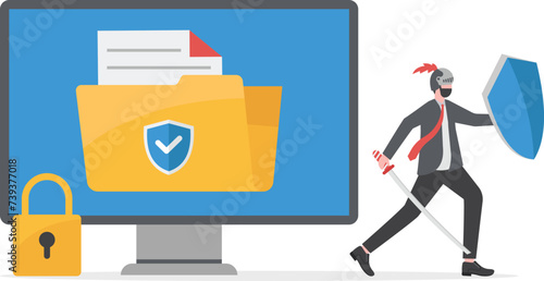 Personal data security, cyber data security online concept illustration, internet security or information privacy. flat vector illustration banner and protection

