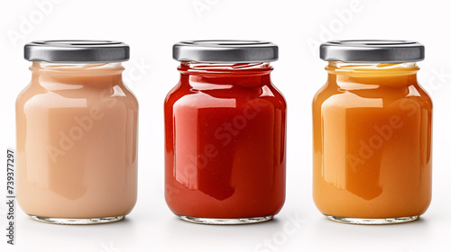 Mockup of Sauce jars isolated on white background 