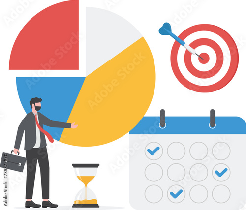 business planning, target, business workflow, time management, planning, task app, teamwork, meeting. Creative flat design for web banner, marketing material, business presentation.

