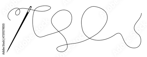 Sewing needle with continuous tortuous thread – vector