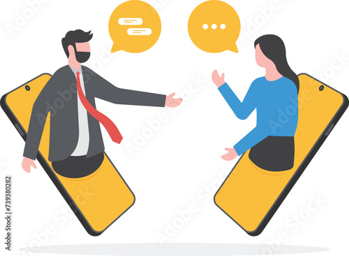 People connecting online with teleconference and video conference for meeting learning remote working concept. flat vector illustration design

