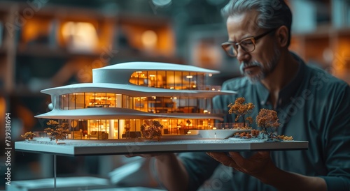 A man in casual clothing stands proudly, holding a miniature house, as he contemplates his dream of owning a fast food restaurant and the endless possibilities it holds