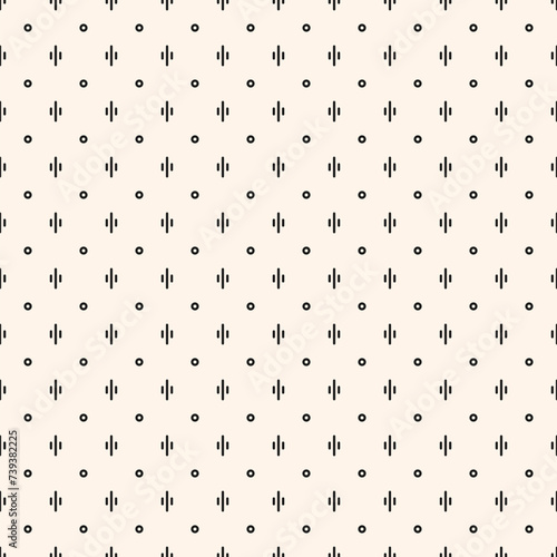 Simple vector minimalist background. Stylish modern geometric seamless pattern with tiny geo shapes  small lines  circles. Subtle abstract black and white texture. Funky minimal repeatable design