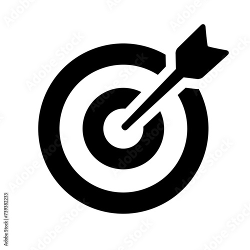 Target flat icon, archery target with arrow isolated, goal symbol, victory sign, darts bullseye logo photo