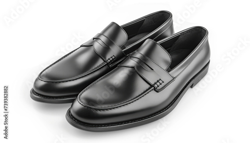 black men leather shoes isolated on white background