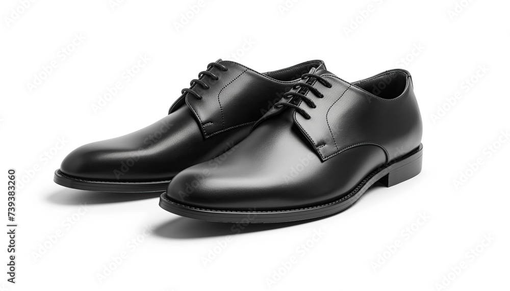 black men leather shoes isolated on white background