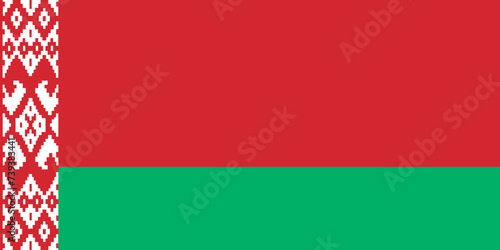 Close-up of red, green and white national flag of European country of Belarus. Illustration made February 18th, 2024, Zurich, Switzerland.